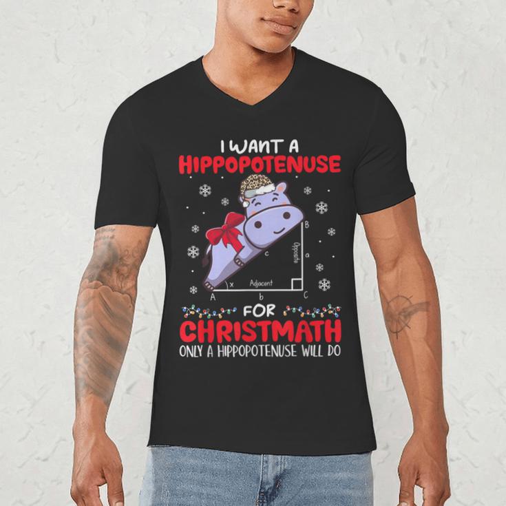 I Want A Hippopotenuse For Christmath Math Teacher Christmas Men's V-Neck T-Shirt, novelty gifts, funny gifts