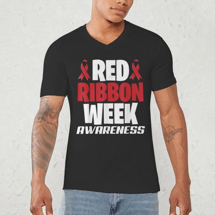 We Wear Red For Red Ribbon Week Awareness Mothers Teachers Men's V-Neck T-Shirt, novelty gifts, funny gifts