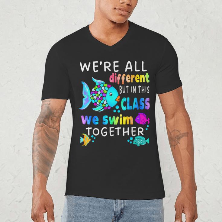 We'Re All Different But We Swim Together Elementary Teacher Men's V-Neck T-Shirt, novelty gifts, funny gifts We'Re All Different But We Swim Together Elementary Teacher Men's V-Neck T-Shirt, novelty gifts, funny gifts