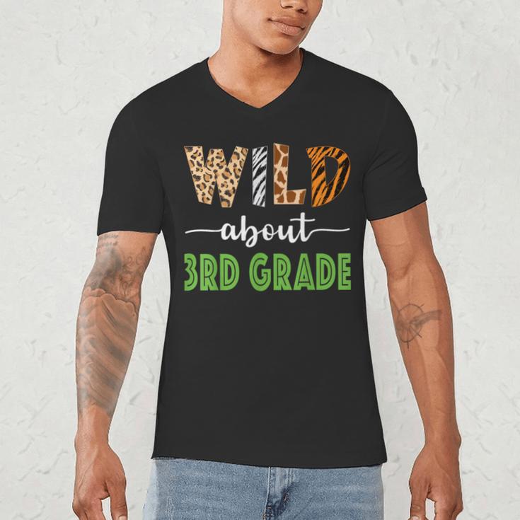Wild About 3rd Grade Teacher Student Third Grade Zoo Safari Men Women Girls Kids Men's V-Neck T-Shirt, novelty gifts, funny gifts