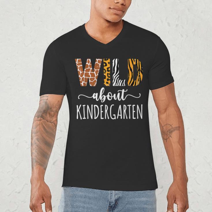 Wild About Kindergarten Teacher Leopard Print Men's V-Neck T-Shirt, novelty gifts, funny gifts