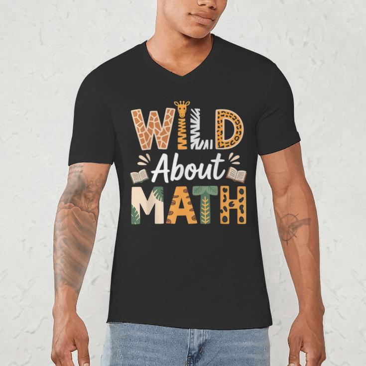 Wild About Math Cute Teacher Student Math Club Men's V-Neck T-Shirt, novelty gifts, funny gifts