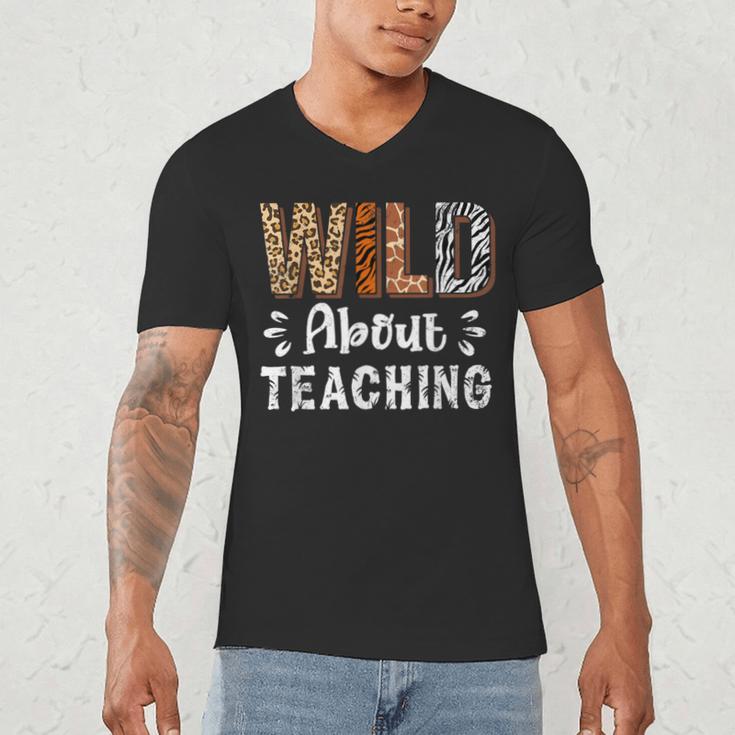 Wild About Teaching Teacher Lover Animals Leopard Zebra Men's V-Neck T-Shirt, novelty gifts, funny gifts Wild About Teaching Teacher Lover Animals Leopard Zebra Men's V-Neck T-Shirt, novelty gifts, funny gifts