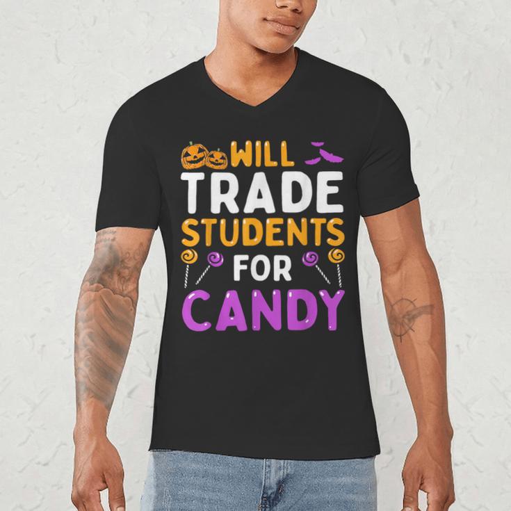 Will Trade Students For Candy Cute Halloween Costume Teacher For Men Women Kids Men's V-Neck T-Shirt, novelty gifts, funny gifts