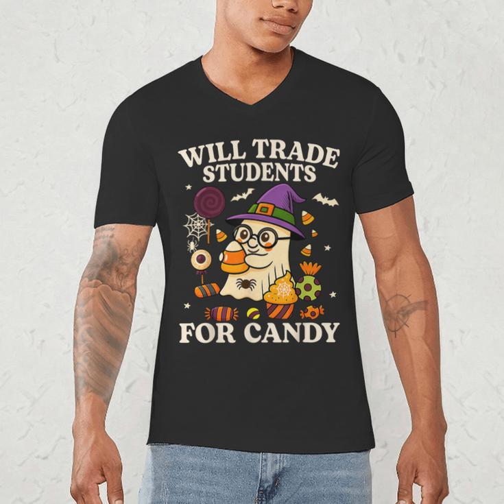 Will Trade Students For Candy Teacher Ghost Halloween Men's V-Neck T-Shirt, novelty gifts, funny gifts Will Trade Students For Candy Teacher Ghost Halloween Men's V-Neck T-Shirt, novelty gifts, funny gifts