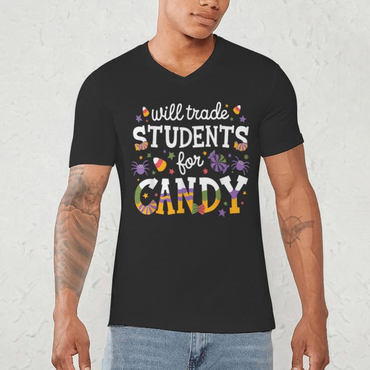 Will Trade Students For Candy Teacher Halloween Costume Tee Men's V-Neck T-Shirt, novelty gifts, funny gifts