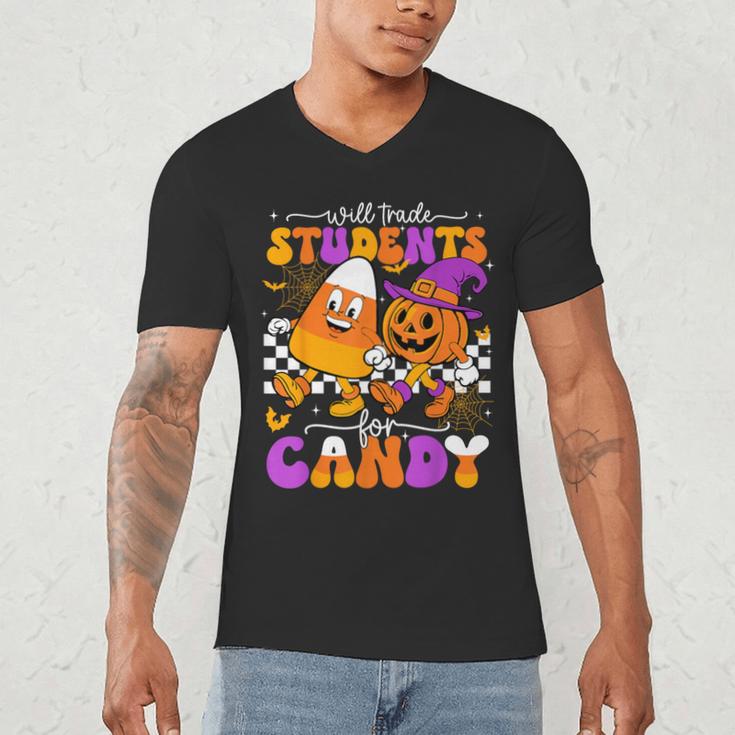 Will Trade Students For Candy Teacher Halloween Men's V-Neck T-Shirt, novelty gifts, funny gifts Will Trade Students For Candy Teacher Halloween Men's V-Neck T-Shirt, novelty gifts, funny gifts
