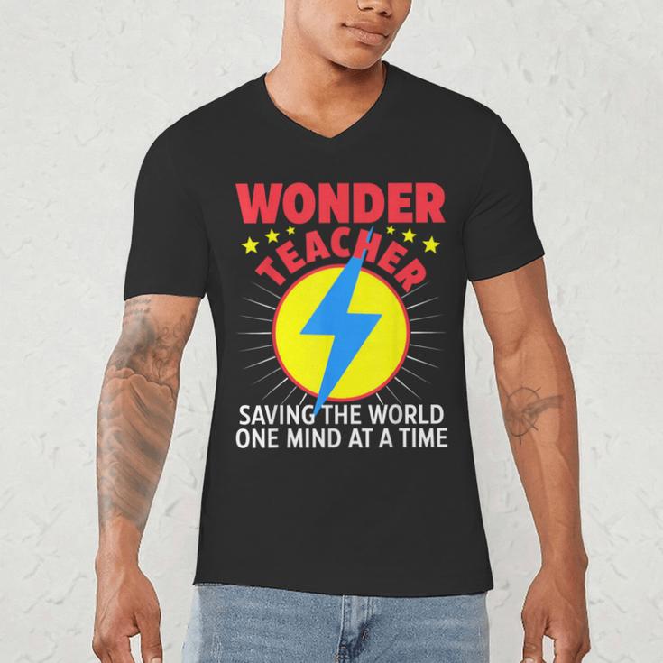 Wonder Teacher Costume Shirt Teacher Halloween Costume Men Women Men's V-Neck T-Shirt, novelty gifts, funny gifts