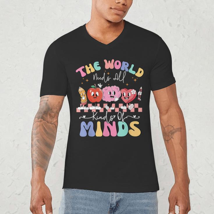 The World Needs All Kinds Of Minds Special Education Teacher Men's V-Neck T-Shirt, novelty gifts, funny gifts