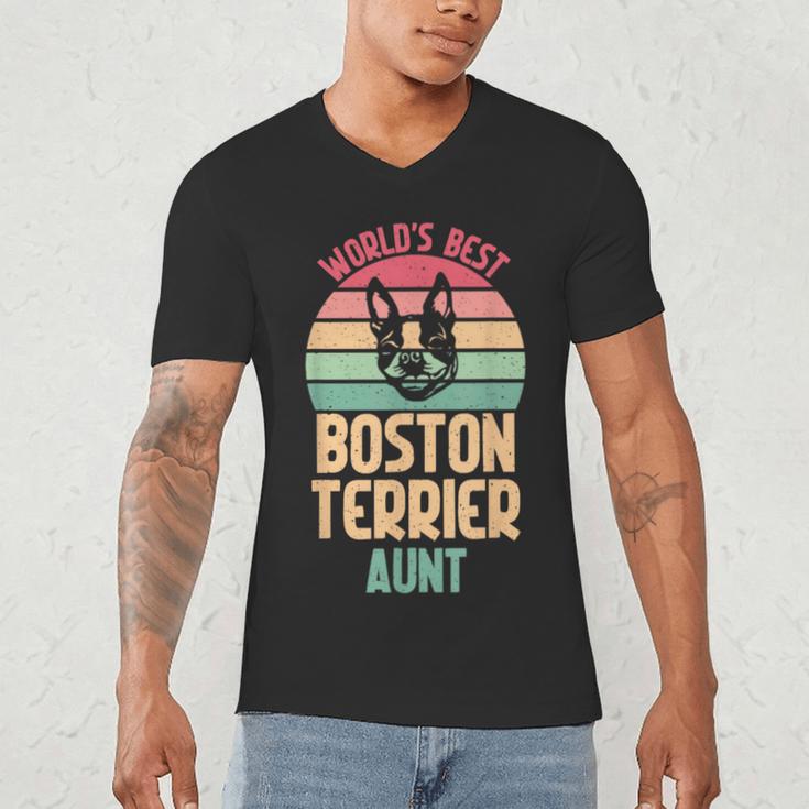 Worlds Best Boston Terrier Aunt Men's V-Neck T-Shirt, novelty gifts, funny gifts