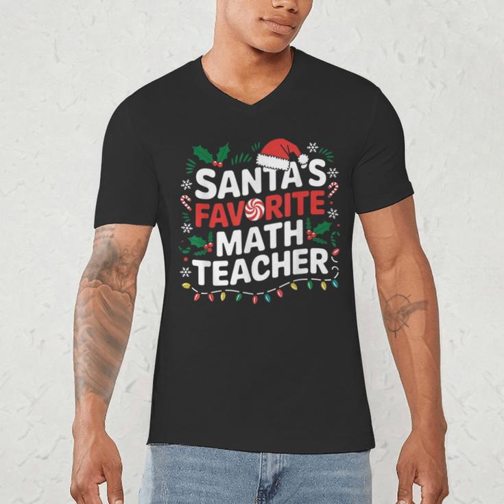 Xmas Lighting Santa's Favorite Math Teacher Christmas Men's V-Neck T-Shirt, novelty gifts, funny gifts Xmas Lighting Santa's Favorite Math Teacher Christmas Men's V-Neck T-Shirt, novelty gifts, funny gifts