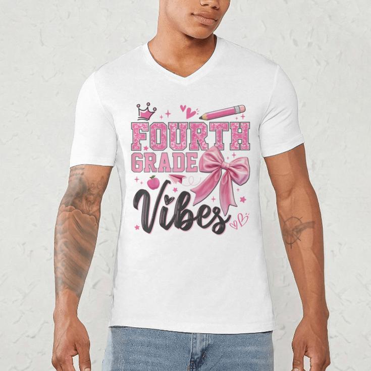 4th Fourth Grade Vibes Back To School Coquette Teacher Girl Men's V-Neck T-Shirt, novelty gifts, funny gifts 4th Fourth Grade Vibes Back To School Coquette Teacher Girl Men's V-Neck T-Shirt, novelty gifts, funny gifts