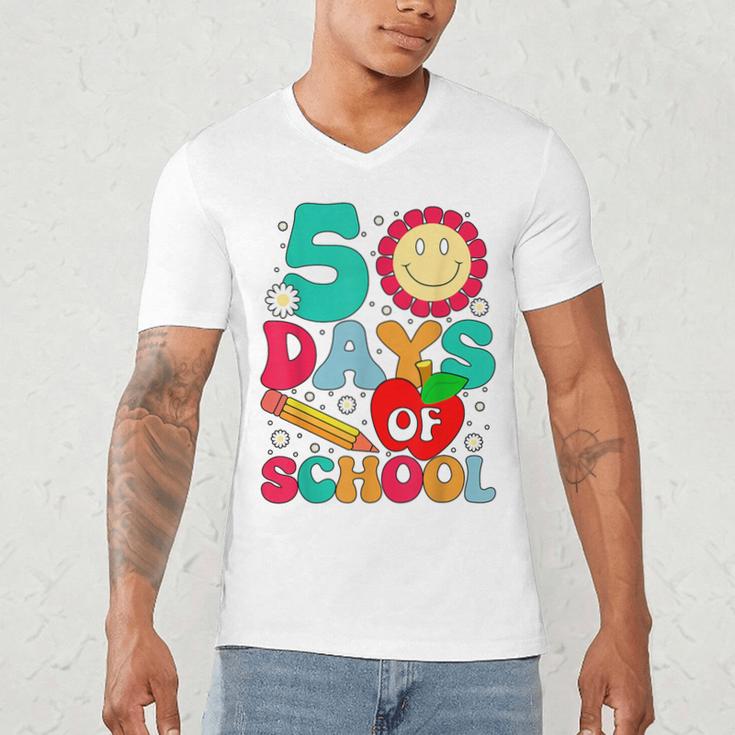 50 Days Of School Teacher Happy 50th Day Of School Kids Men's V-Neck T-Shirt, novelty gifts, funny gifts 50 Days Of School Teacher Happy 50th Day Of School Kids Men's V-Neck T-Shirt, novelty gifts, funny gifts