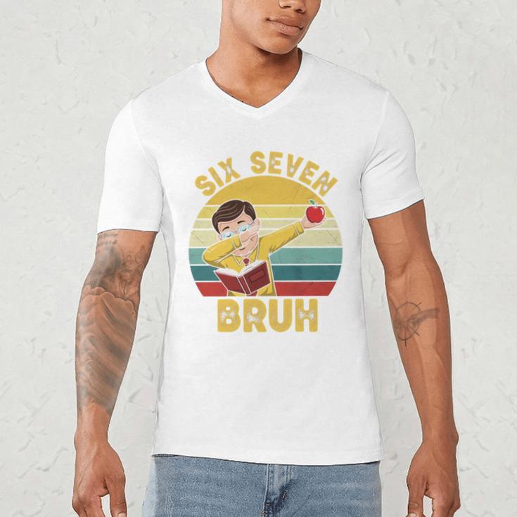 67 Meme Six Seven Bruh Retro Dabbing Teacher School Men's V-Neck T-Shirt, novelty gifts, funny gifts 67 Meme Six Seven Bruh Retro Dabbing Teacher School Men's V-Neck T-Shirt, novelty gifts, funny gifts