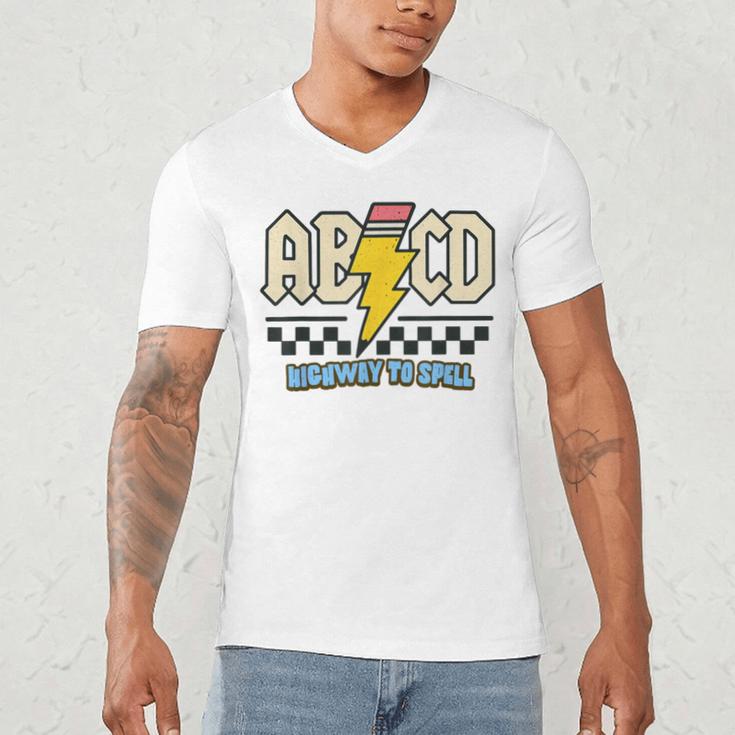 ABCD Highway To Spell Pencil Teacher & Student Font Me Men's V-Neck T-Shirt, novelty gifts, funny gifts ABCD Highway To Spell Pencil Teacher & Student Font Me Men's V-Neck T-Shirt, novelty gifts, funny gifts