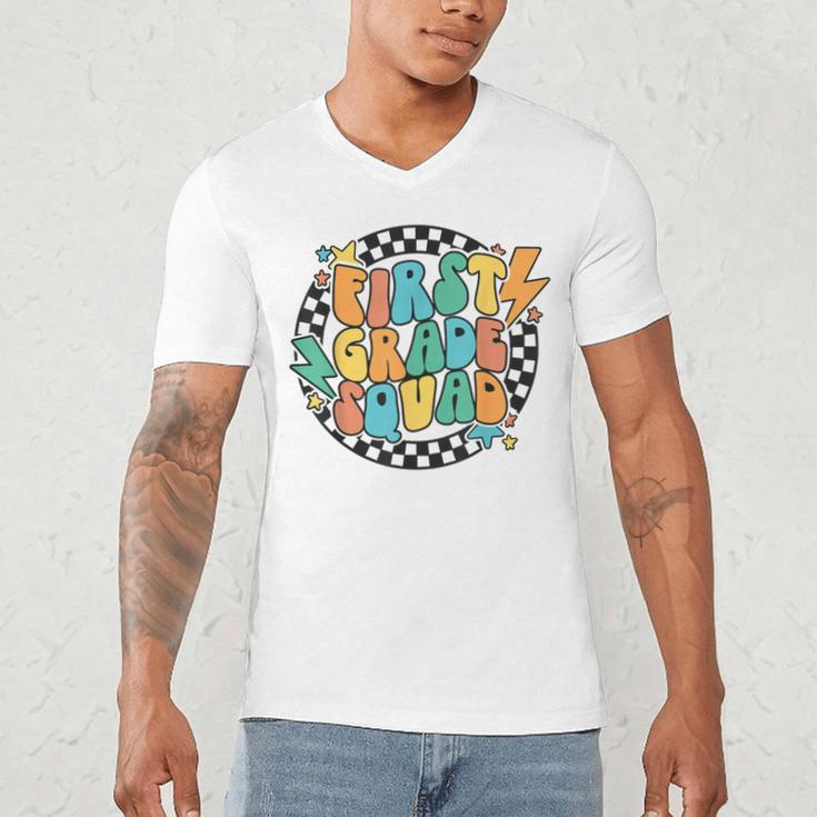 Back To School Groovy Teacher 1st First Grade Crew Squad Men's V-Neck T-Shirt, novelty gifts, funny gifts Back To School Groovy Teacher 1st First Grade Crew Squad Men's V-Neck T-Shirt, novelty gifts, funny gifts