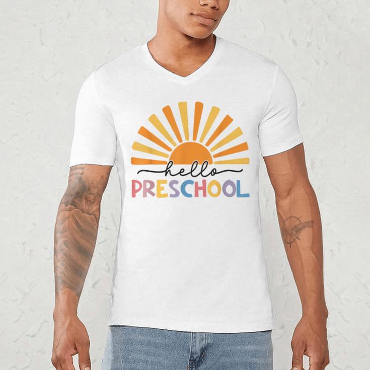 Back To School Hello Preschool For Kids Teacher Women Men's V-Neck T-Shirt, novelty gifts, funny gifts Back To School Hello Preschool For Kids Teacher Women Men's V-Neck T-Shirt, novelty gifts, funny gifts