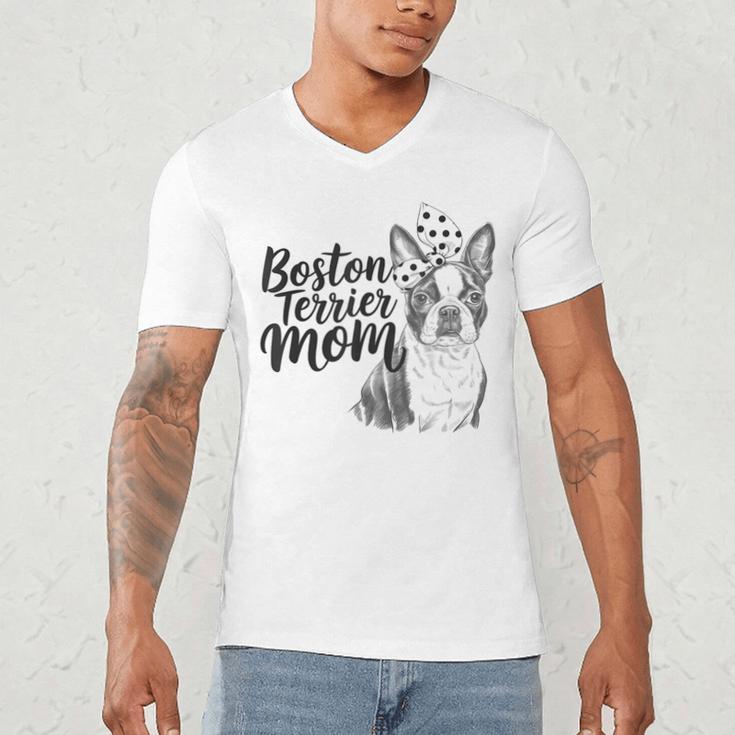 Boston Terrier Dog Bostie Mom Idea For Women Men's V-Neck T-Shirt, novelty gifts, funny gifts