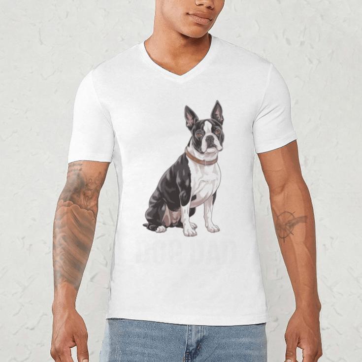 Boston Terrier Dog Dad Boston Terrier Dog Lovers Men's V-Neck T-Shirt, novelty gifts, funny gifts