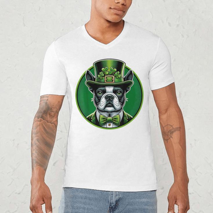Boston Terrier Dog St Patricks Day Irish Pet Lover Men Women Kids Men's V-Neck T-Shirt, novelty gifts, funny gifts