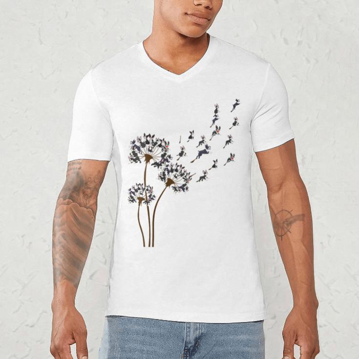 Boston Terrier Flower Fly Dandelion Dog Lover Dog Dad Men's V-Neck T-Shirt, novelty gifts, funny gifts