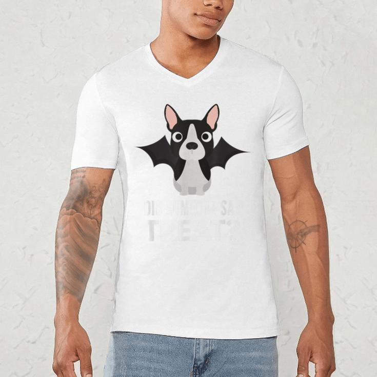 Boston Terrier Halloween Shirt Did Someone Say Treat Men's V-Neck T-Shirt, novelty gifts, funny gifts