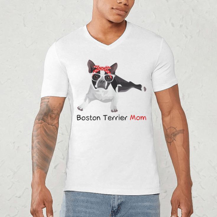 Boston Terrier Mom Bandana Boston Terrier Dog Men's V-Neck T-Shirt, novelty gifts, funny gifts