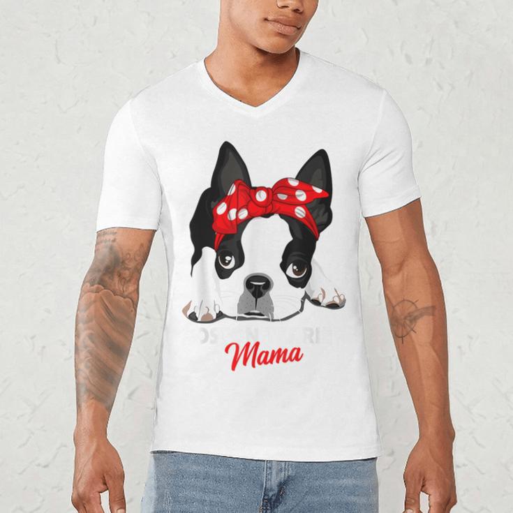 Boston Terrier Mum Dog Woman Idea Men's V-Neck T-Shirt, novelty gifts, funny gifts