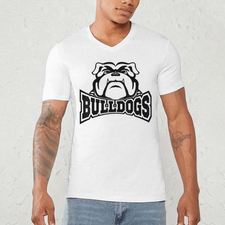 Bulldogs Teacher Student School Sports Fan Team Spirit Men's V-Neck T-Shirt, novelty gifts, funny gifts