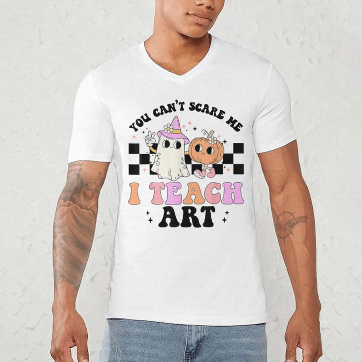 You Can't Scare Me I Teach Art Retro Teacher Ghost Halloween Men's V-Neck T-Shirt, novelty gifts, funny gifts