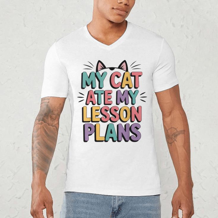 My Cat Ate My Lesson Plans Teacher Cat Humor Men's V-Neck T-Shirt, novelty gifts, funny gifts My Cat Ate My Lesson Plans Teacher Cat Humor Men's V-Neck T-Shirt, novelty gifts, funny gifts