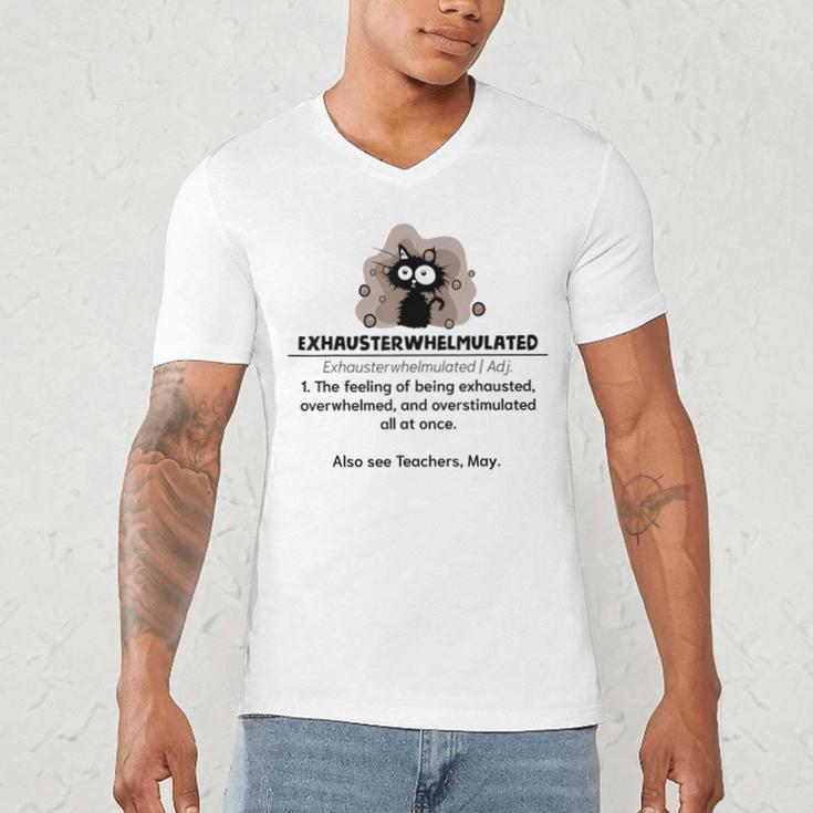 Cat Exhausted Teacher Exhausterwhelmulated Definition Men's V-Neck T-Shirt, novelty gifts, funny gifts Cat Exhausted Teacher Exhausterwhelmulated Definition Men's V-Neck T-Shirt, novelty gifts, funny gifts