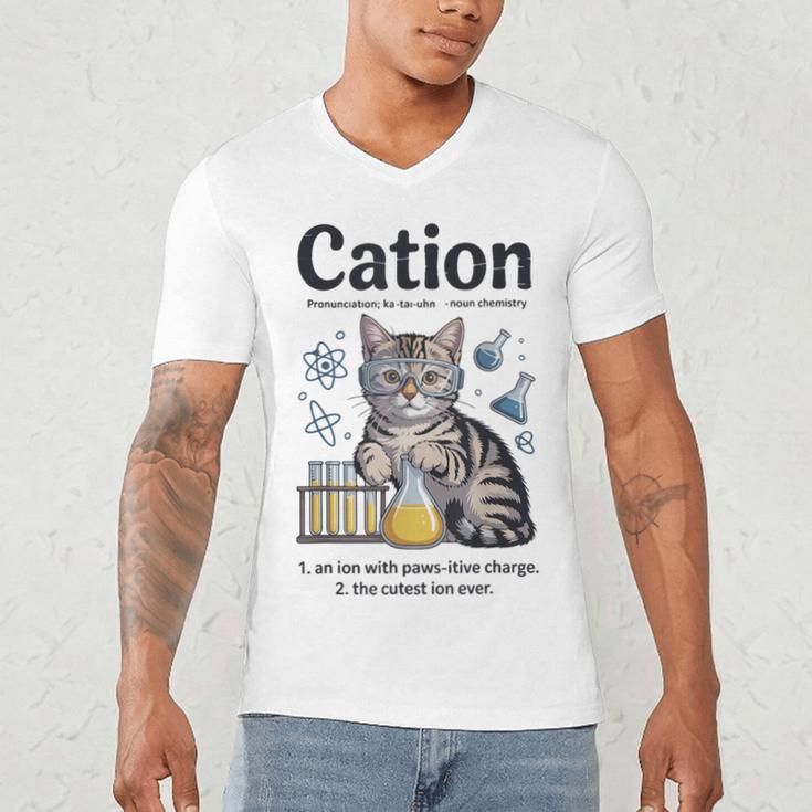 Cation Shirt Cat Science Chemistry Teacher Chemist Pun Men's V-Neck T-Shirt, novelty gifts, funny gifts