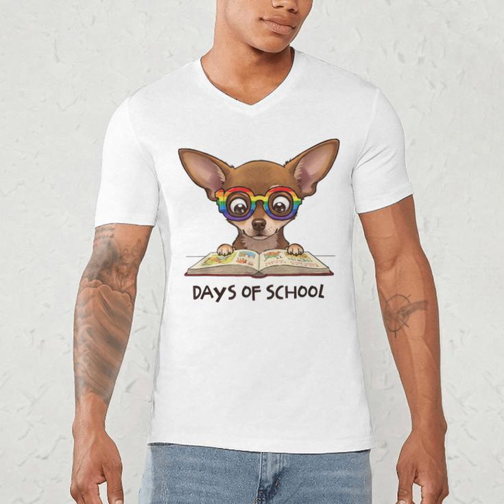 Chihuahua 100 Days Of School Rainbow Glasses Teacher Men's V-Neck T-Shirt, novelty gifts, funny gifts Chihuahua 100 Days Of School Rainbow Glasses Teacher Men's V-Neck T-Shirt, novelty gifts, funny gifts
