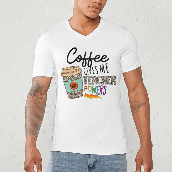Coffee Gives Me Teacher Power Teacher Elementary Women Men's V-Neck T-Shirt, novelty gifts, funny gifts Coffee Gives Me Teacher Power Teacher Elementary Women Men's V-Neck T-Shirt, novelty gifts, funny gifts