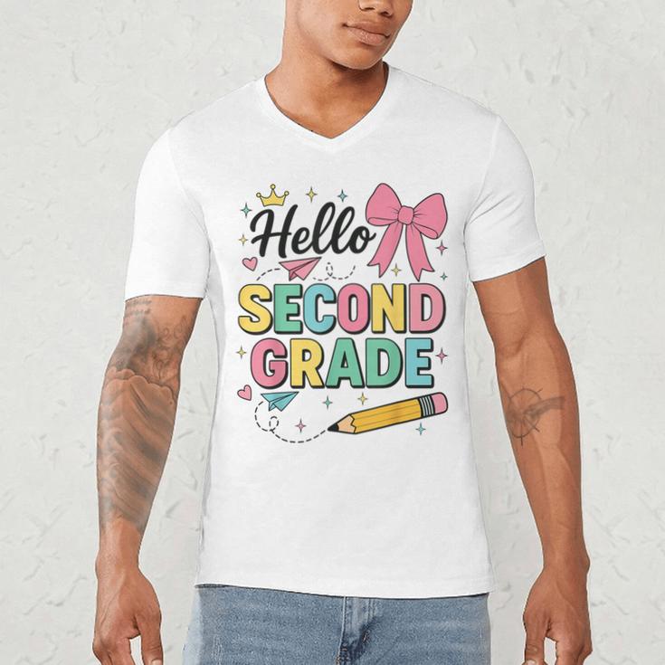 Cute Hello Second Grade Back To School Coquette Teacher Girl Men's V-Neck T-Shirt, novelty gifts, funny gifts Cute Hello Second Grade Back To School Coquette Teacher Girl Men's V-Neck T-Shirt, novelty gifts, funny gifts