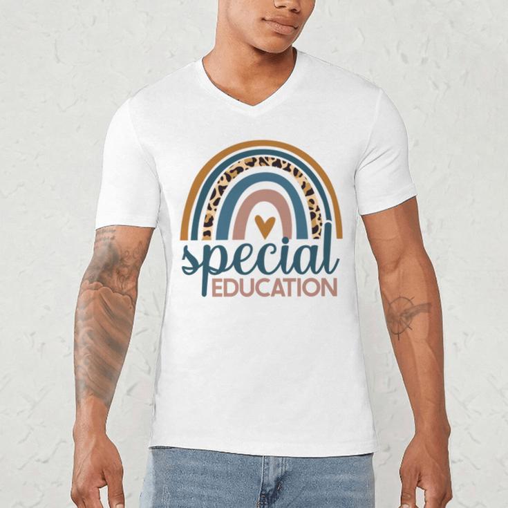 Cute Special Education Leopard Print SPED Teacher Idea Men's V-Neck T-Shirt, novelty gifts, funny gifts