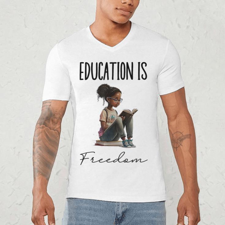 Education Is Freedom Teacher Books Black History Month Men's V-Neck T-Shirt, novelty gifts, funny gifts Education Is Freedom Teacher Books Black History Month Men's V-Neck T-Shirt, novelty gifts, funny gifts