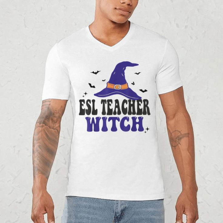 ESL Teacher Witch Halloween Matching Group Costume Men's V-Neck T-Shirt, novelty gifts, funny gifts ESL Teacher Witch Halloween Matching Group Costume Men's V-Neck T-Shirt, novelty gifts, funny gifts