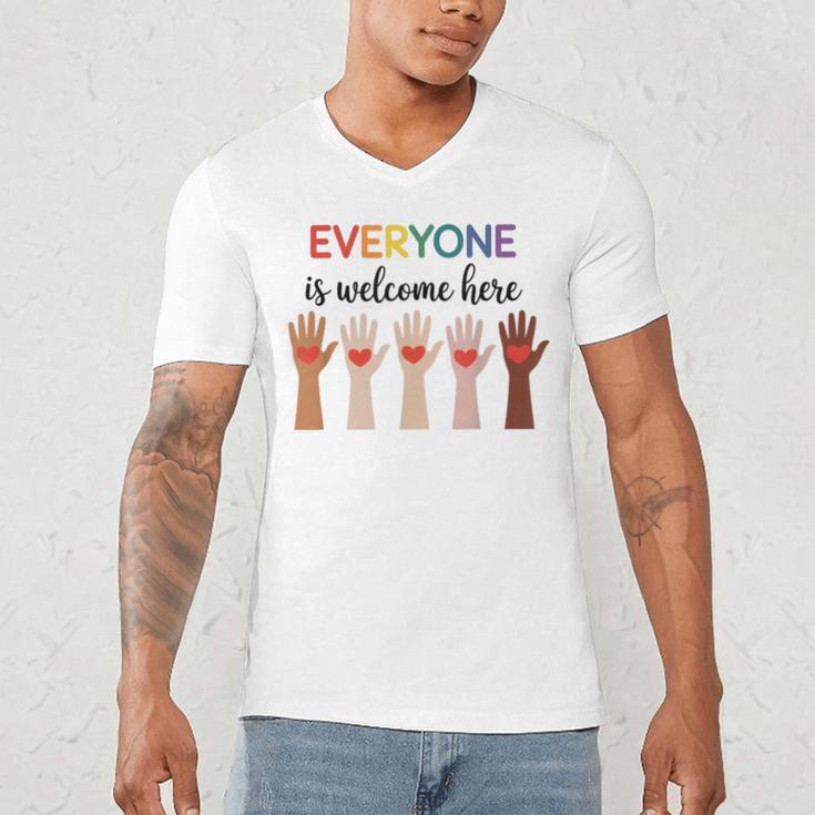 Everyone Is Welcome Here Idaho Teacher Men's V-Neck T-Shirt, novelty gifts, funny gifts