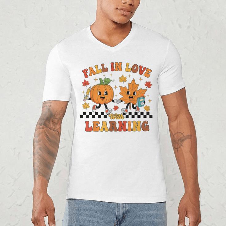Fall In Love With Learning Teacher Student Autumn Pumpkin Men's V-Neck T-Shirt, novelty gifts, funny gifts Fall In Love With Learning Teacher Student Autumn Pumpkin Men's V-Neck T-Shirt, novelty gifts, funny gifts