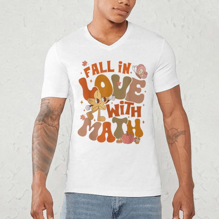 Fall In Love With Science Math Teacher Fall Thanksgiving Men's V-Neck T-Shirt, novelty gifts, funny gifts