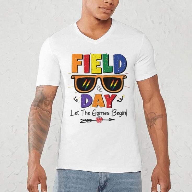 Field Day 2025 Let The Games Begin Kids Boys Girls Teachers Men's V-Neck T-Shirt, novelty gifts, funny gifts