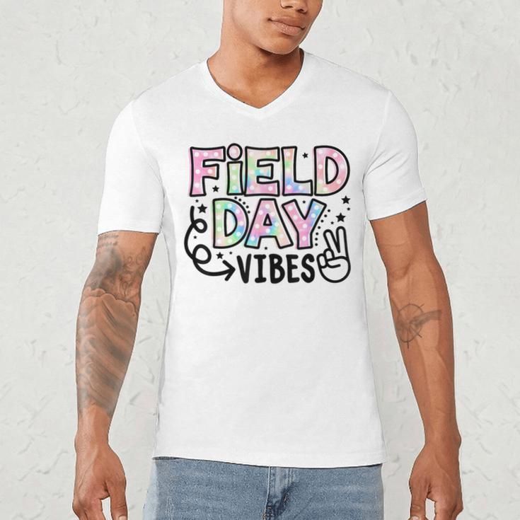 Field Day Vibes For Teacher Kids Happy Field Day 2025 Men's V-Neck T-Shirt, novelty gifts, funny gifts Field Day Vibes For Teacher Kids Happy Field Day 2025 Men's V-Neck T-Shirt, novelty gifts, funny gifts