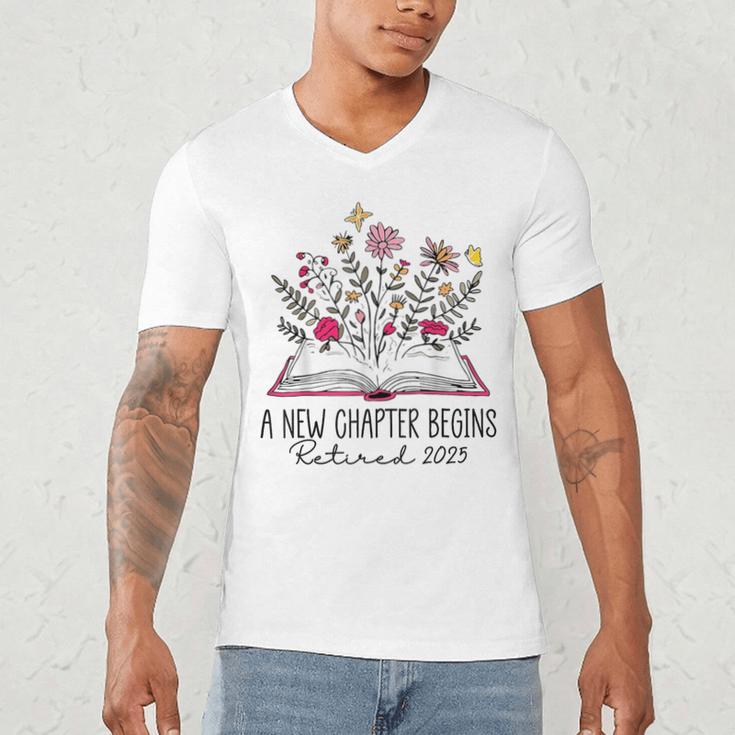 Floral Book a New Chapter Begins Retired Retirement Teacher Men's V-Neck T-Shirt, novelty gifts, funny gifts Floral Book a New Chapter Begins Retired Retirement Teacher Men's V-Neck T-Shirt, novelty gifts, funny gifts