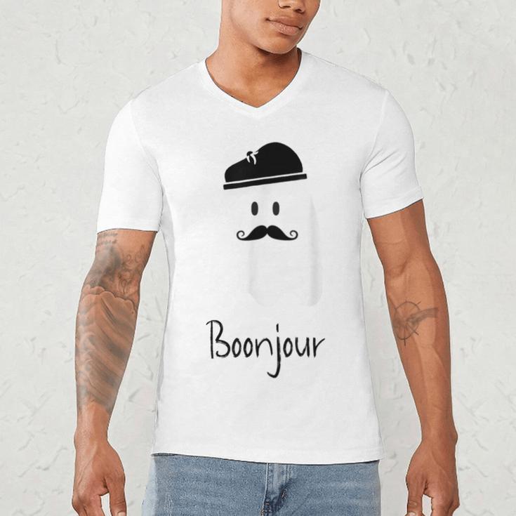 French Teacher Halloween Bonjour Ghost Men's V-Neck T-Shirt, novelty gifts, funny gifts French Teacher Halloween Bonjour Ghost Men's V-Neck T-Shirt, novelty gifts, funny gifts