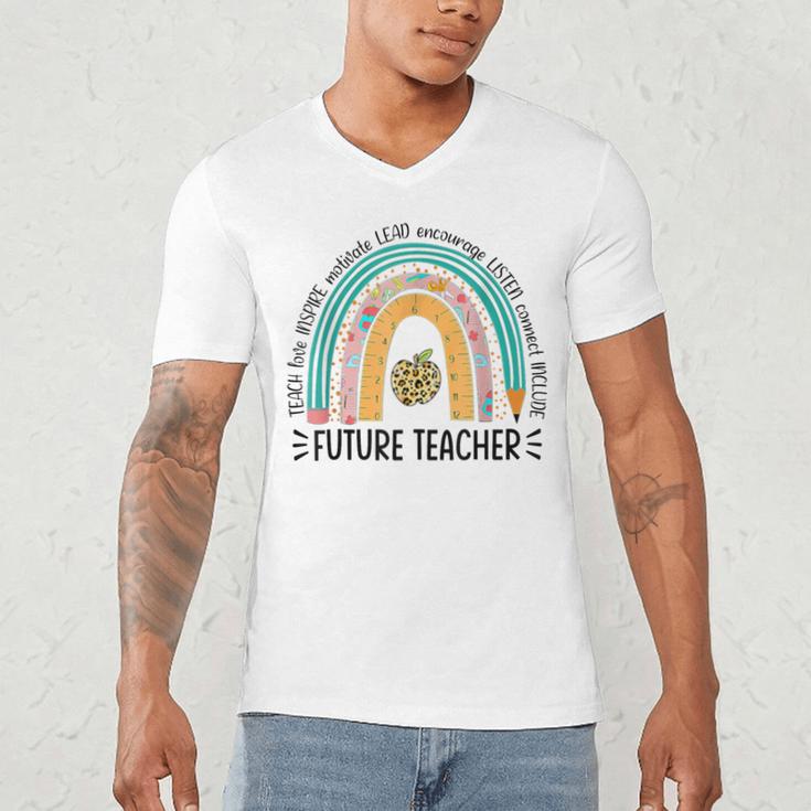 Future Teacher Cute Rainbow Leopard Teacher Outfit For Men Women Girls Kids Men's V-Neck T-Shirt, novelty gifts, funny gifts Future Teacher Cute Rainbow Leopard Teacher Outfit For Men Women Girls Kids Men's V-Neck T-Shirt, novelty gifts, funny gifts