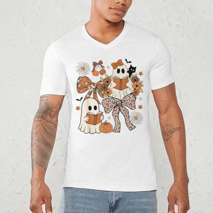 Ghost Reading Books Halloween Bow Spooky Teacher Student Men's V-Neck T-Shirt, novelty gifts, funny gifts Ghost Reading Books Halloween Bow Spooky Teacher Student Men's V-Neck T-Shirt, novelty gifts, funny gifts