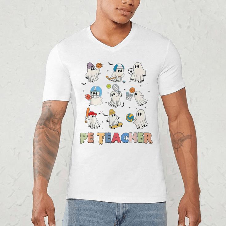 Halloween PE Teacher Spooky Physical Education Teacher Men's V-Neck T-Shirt, novelty gifts, funny gifts Halloween PE Teacher Spooky Physical Education Teacher Men's V-Neck T-Shirt, novelty gifts, funny gifts