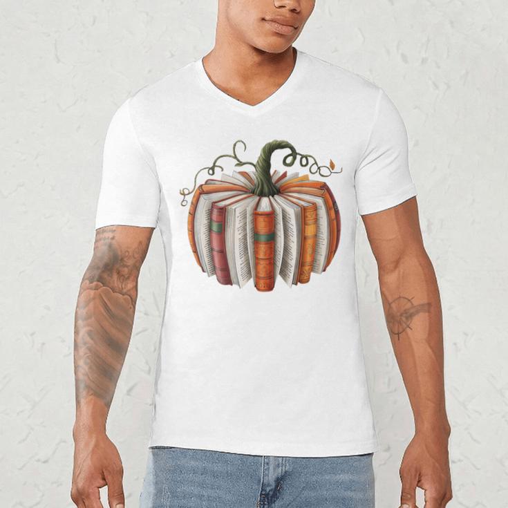 Halloween Teacher Librarians Fall Book Pumpkin Retro Reading Men's V-Neck T-Shirt, novelty gifts, funny gifts Halloween Teacher Librarians Fall Book Pumpkin Retro Reading Men's V-Neck T-Shirt, novelty gifts, funny gifts